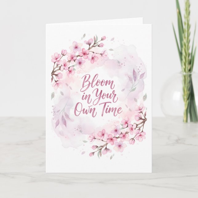 Carte  Bloom in Your Own Time – Sakura Watercolor  (Devant)