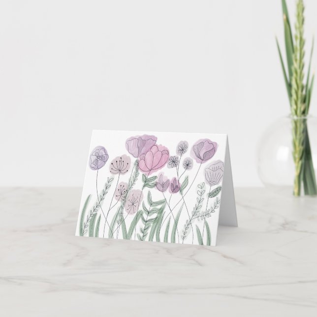 Carte Blooms Fleurs sauvages aquarelles (Devant)