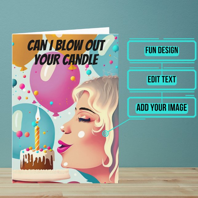 Carte Blow Out Your Candle Boyfriend Anniversaire (This fun card is unique and colorful and funny and perfect for a boyfriend.)