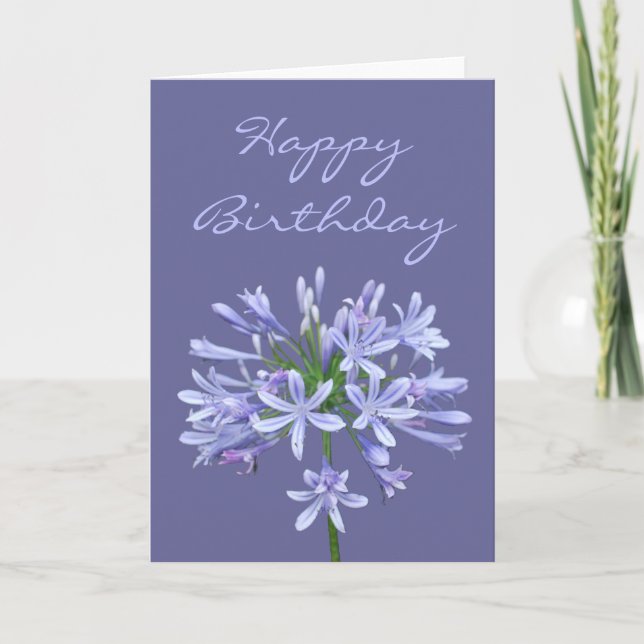 Carte Blue Agapanthus Joyeux anniversaire (Devant)