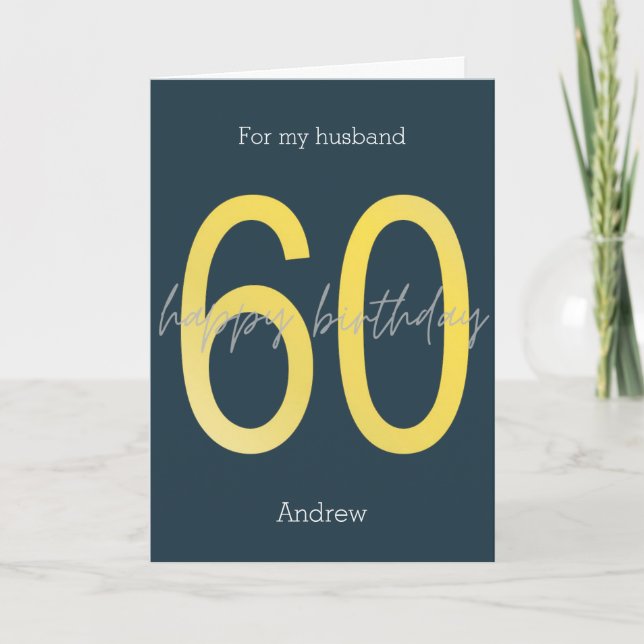 Carte Blue and Gold 60th Birthday Card (Devant)