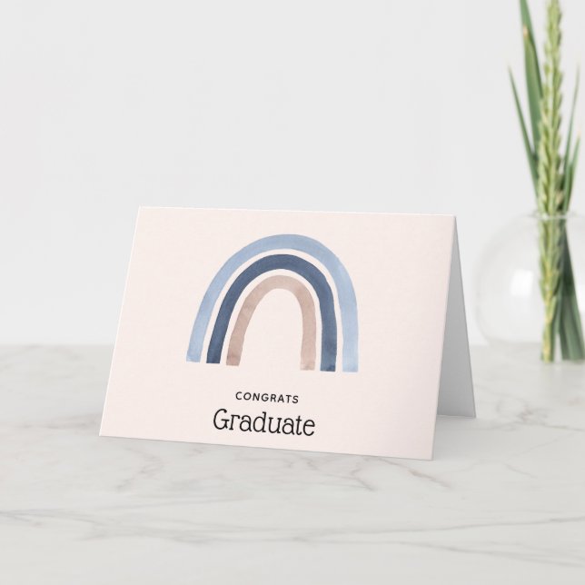 Carte Blue and Peach Rainbow Boho Design Graduation (Devant)