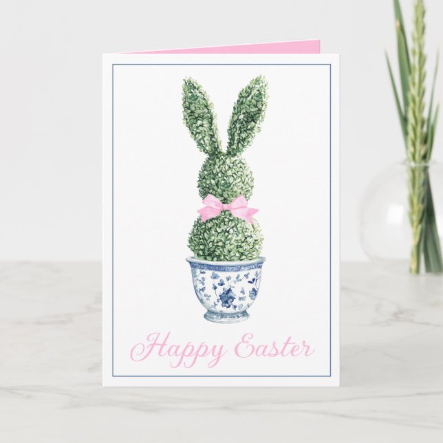 Carte Blue and White Chinoiserie With Rabbit Topiary (Devant)