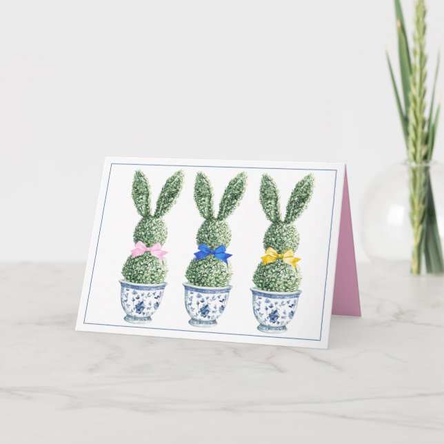 Carte Blue and White Chinoiserie With Rabbits Topiary (Devant)