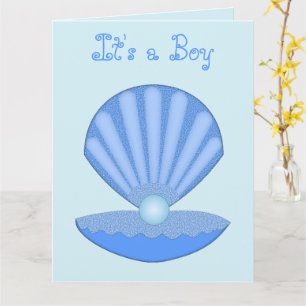 Carte Blue Baby Boy Coquille d'huîtres et Pearl Custom