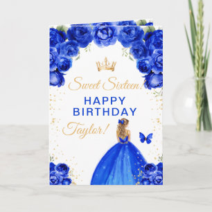 Carte Blue Blonde cheveux fille Sweet sixteen Anniversai