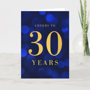 Carte Blue Bokeh Gold salue à 30 ans Anniversaire