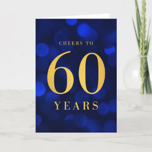 Carte Blue Bokeh Gold salue à 60 ans Anniversaire