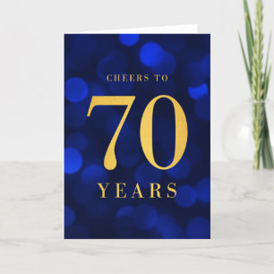 Carte Blue Bokeh Gold salue à 70 ans Anniversaire