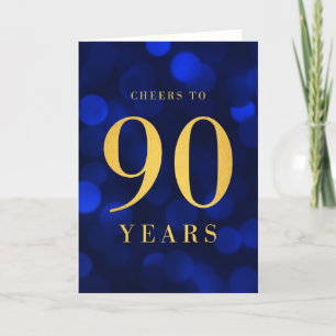 Carte Blue Bokeh Gold salue à 90 ans Anniversaire