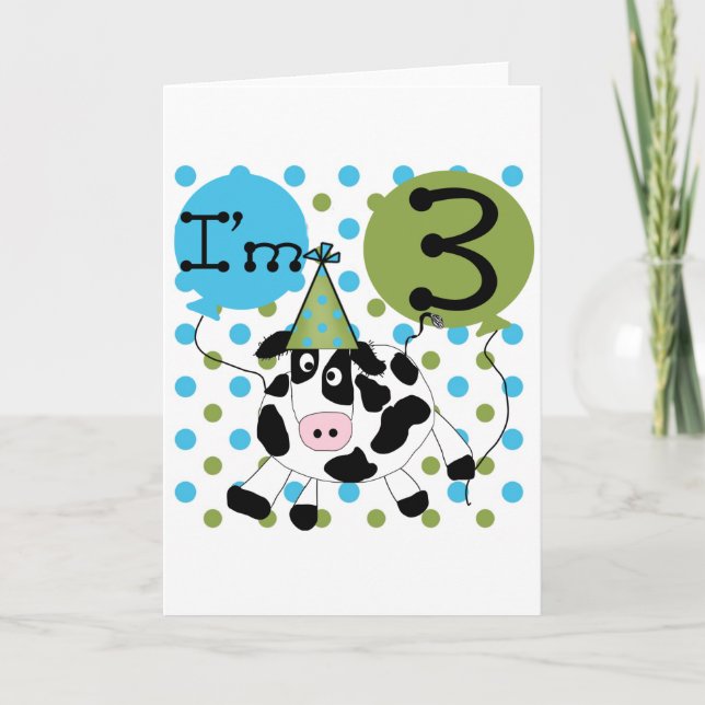 Carte Blue Cow 3e Anniversaire Tshirts et cadeaux (Devant)