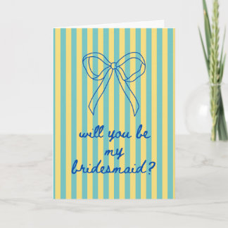 Carte Blue Cursive + Aqua & Yellow Bridesmaid Proposal