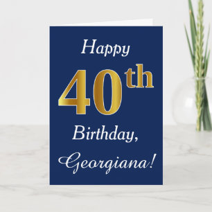 Carte Blue, Faux Gold 40e anniversaire + Nom personnalis