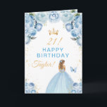 Carte Blue Floral Blonde Coiffeuse fille heureux anniver<br><div class="desc">Cette carte d'anniversaire élégante et glamour peut être personnalisée avec un nom ou un titre comme fille, petite-fille, nièce, ami etc. Le design présente une belle princesse aux cheveux blonds dans une robe bleu clair. Le texte combine écriture manuscrite et polices sans serif modernes pour un look élégant et sophistiqué....</div>