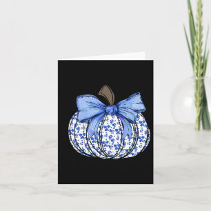 Carte Blue Floral Citrouille Automne Coquette Thanksgivi