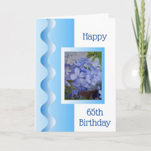 Carte Blue Floral Design Personnalisé 65e anniversaire