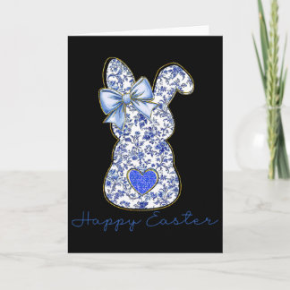 Carte Blue Floral Toile Chinoiserie Bunny Easter For Gir