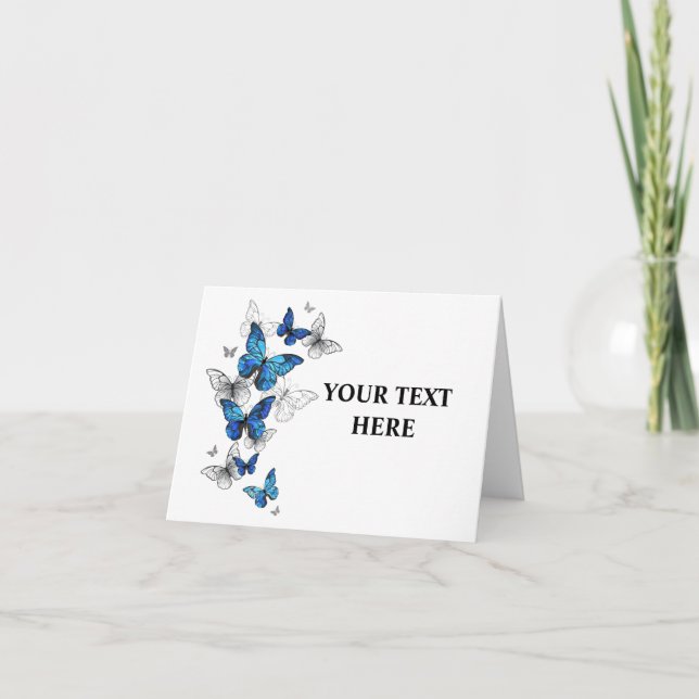 Carte Blue Flying Butterflies Morpho (Devant)