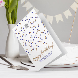 Carte Blue Gold Confetti Logo personnalisé SVG Joyeux an