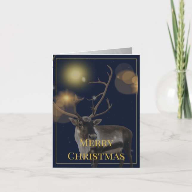 Carte Blue & Gold Holiday Greeting Card (4 Pages) (Devant)