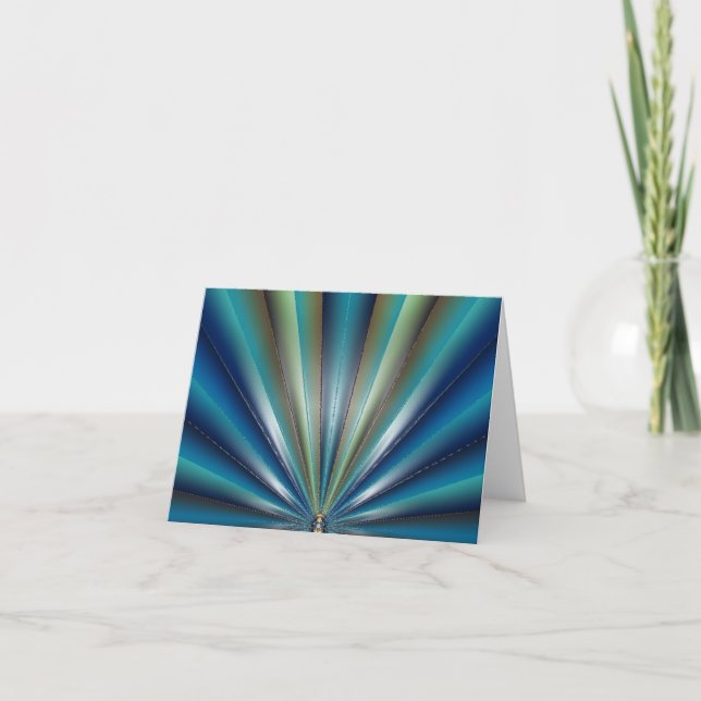 Carte Blue-Green Pleated Design Note/Greeting Card (Devant)