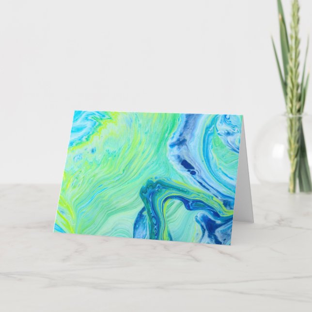 Carte Blue Green Seascape Acrylique Fluid Art (Devant)