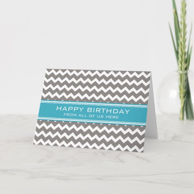 Carte Blue Grey Chevron Business De Groupe Anniversaire (Devant)