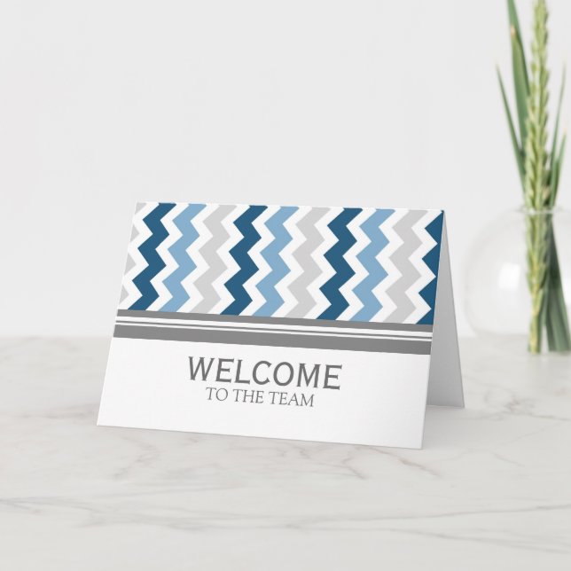 Carte Blue Grey Chevron Employé Bienvenue à l'équipe (Devant)