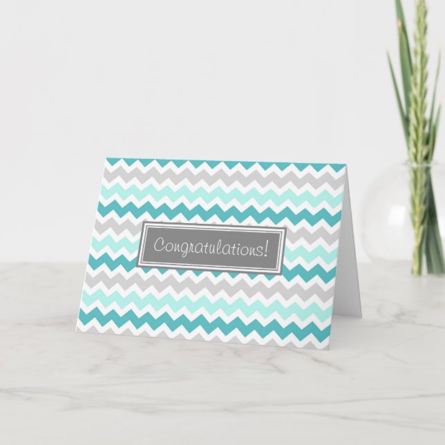 Carte Blue Grey Chevron Félicitations New Baby Boy (Devant)