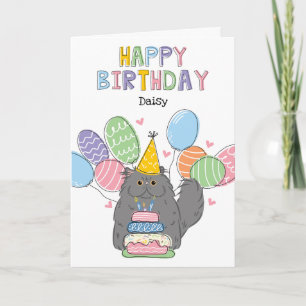 Carte Blue Grey Perse Chat Longhair fête d'anniversaire