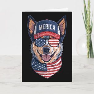 Carte Blue Heeler 4 juillet Drapeau américain américain