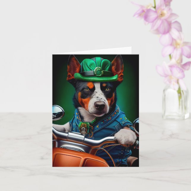 Carte Blue Heeler Chien Conduite Vélo St. Patrick's Day (Orchidée)