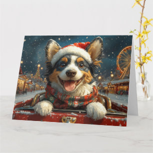 Carte Blue Heeler Chien Montagnes Russes Noël