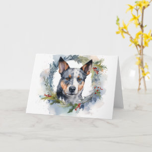 Carte Blue Heeler Christmas Wreath Festive Pup
