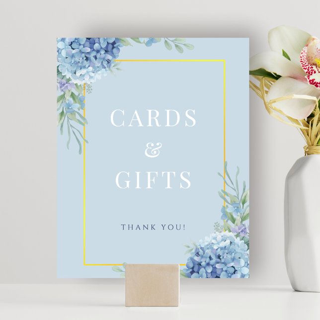 Carte Blue Hydrangea Cadeaux Douche Poster (Blue Hydrangea Cards Gifts Shower Sign Poster)
