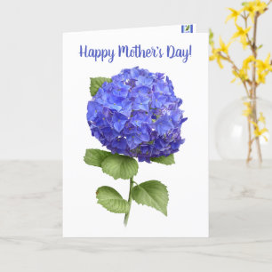 Carte Blue Hydrangea Fête des mères florales personnalis