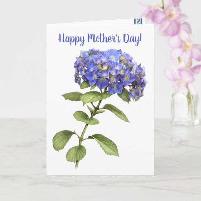 Carte Blue Hydrangea Fête des Mères personnalisée (Orchidée)