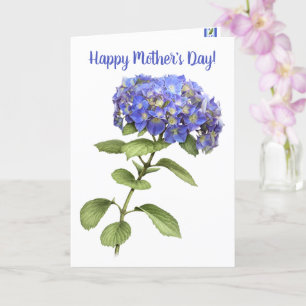 Carte Blue Hydrangea Fête des Mères personnalisée