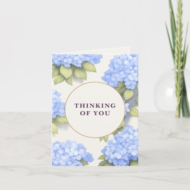 Carte Blue Hydrangea Floral - Thinking Of You  (Devant)