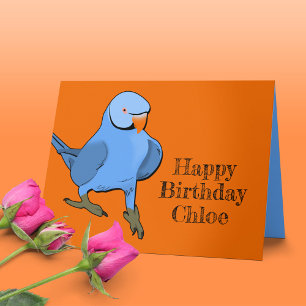 Carte Blue Indian Ringneck Parakeet Anniversaire Nom du