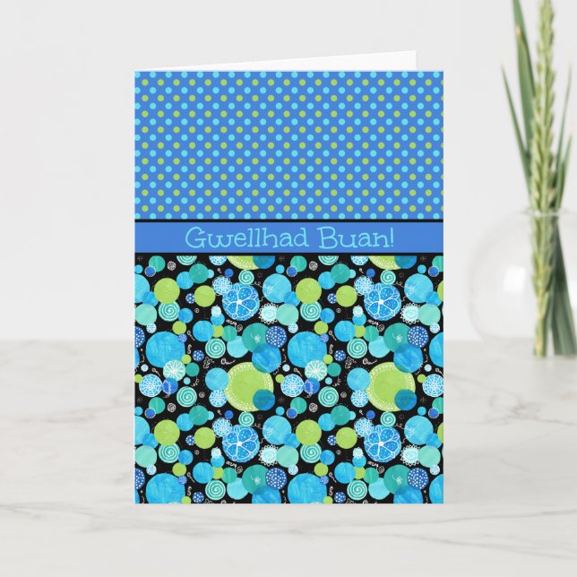 Carte Blue Moons Motif Get Well Card : Welsh Grey (Devant)