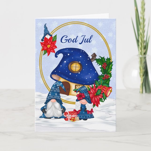 Carte Blue Mr et Mme Gnome God Jul (Devant)