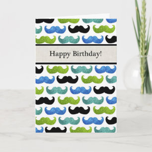 Carte Blue Mustache motif - Joyeux Anniversaire Pour Lui