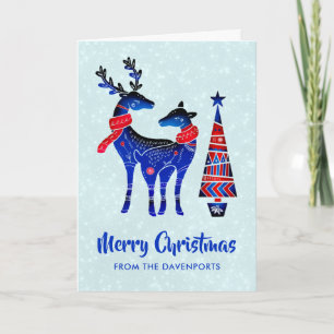 Carte Blue Nordic Christmas Reindeer Pair