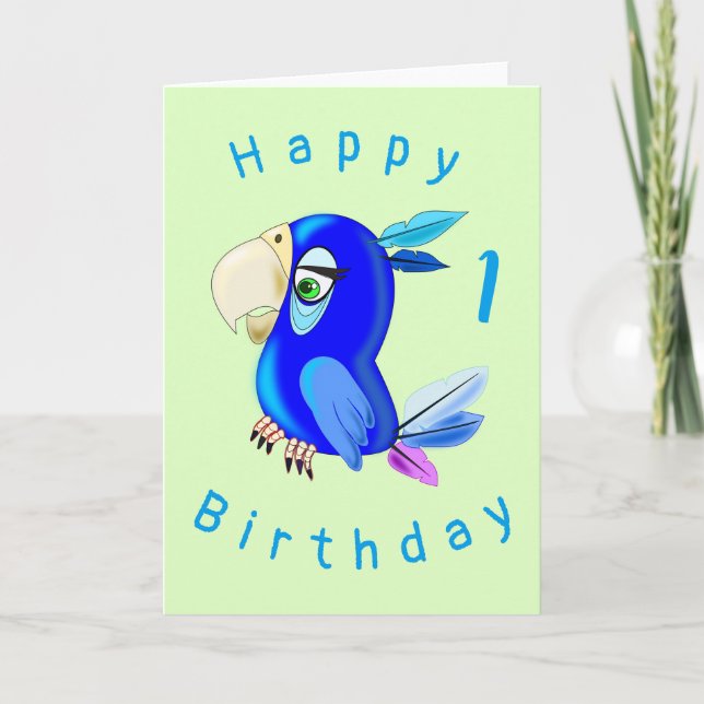Carte Blue Parrot Funny Birthday Card - Personnalisable (Devant)