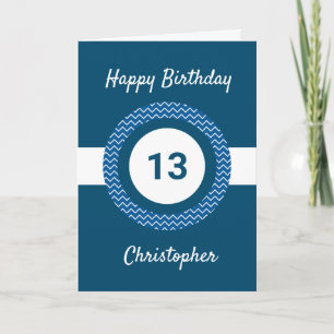 Carte Blue Personnalisé adolescent 13e anniversaire