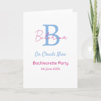 Carte blue pink on clouds nine monogram bachelorette par