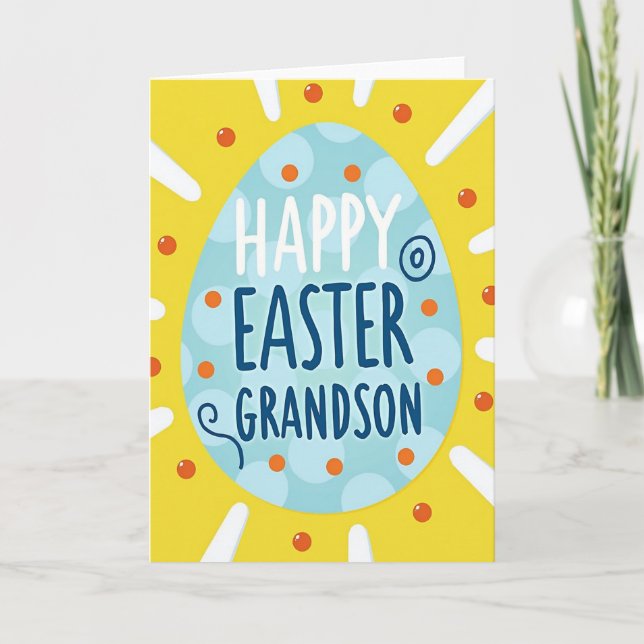 Carte Blue Polka Dot Grandson Easter Card (Devant)