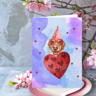 Carte Blue Purple Labrador Valentine's Day Cadeau chien