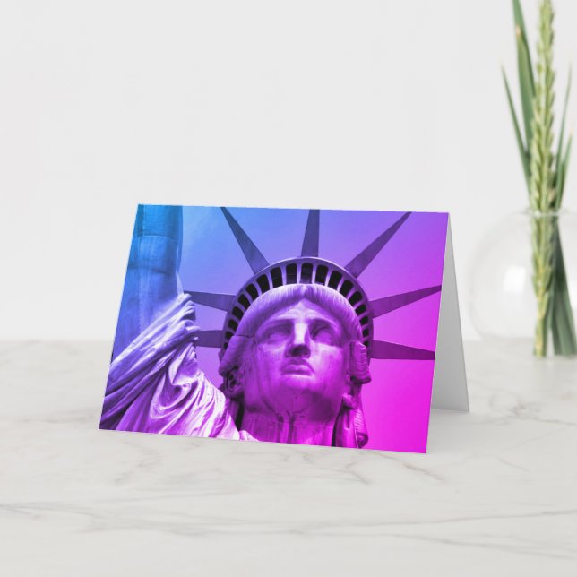Carte Blue Purple Pop Art Statue de la Liberté New York (Devant)